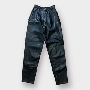 80s Vakko‎ Black Leather Pants